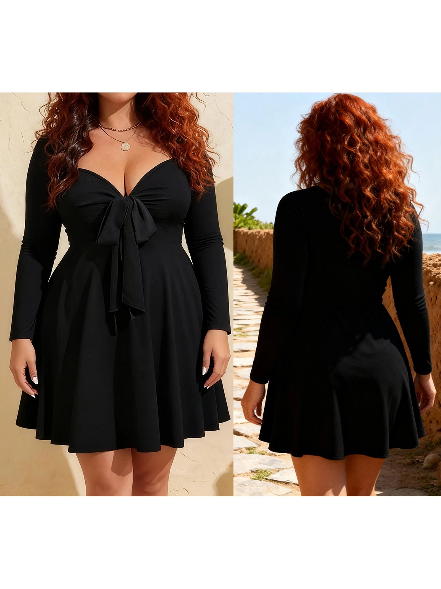 Plus-Size Flattering Belted Dress