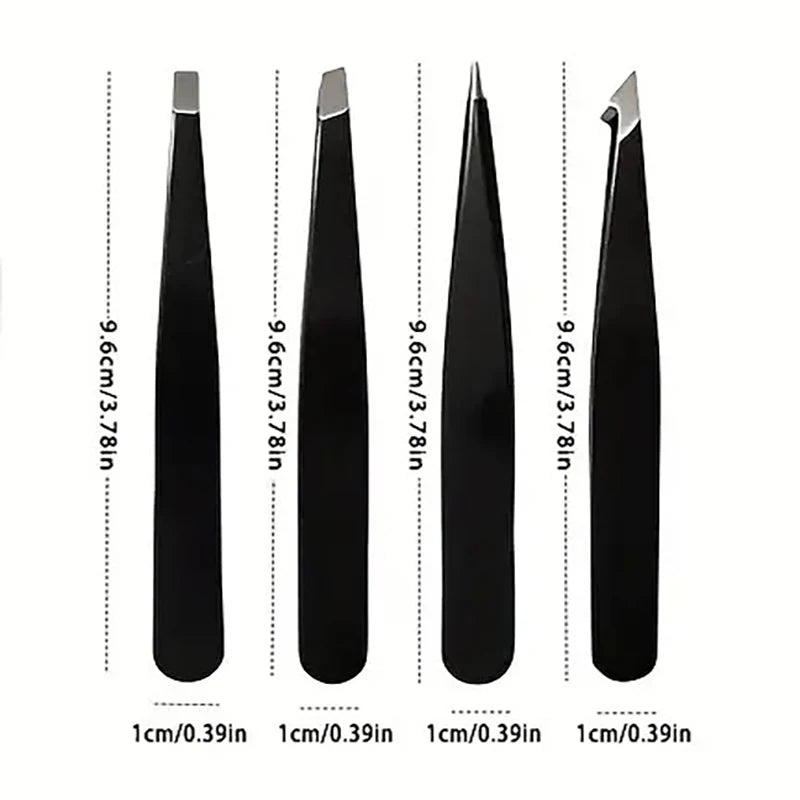 Stainless Steel Eyebrow Tweezers Set
