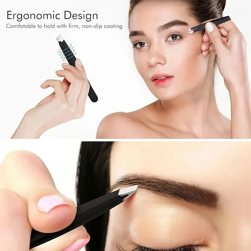 Professional eyebrow grooming tweezers set