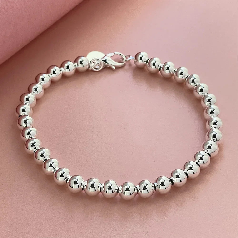 Sterling Silver 6MM Bead Bracelet