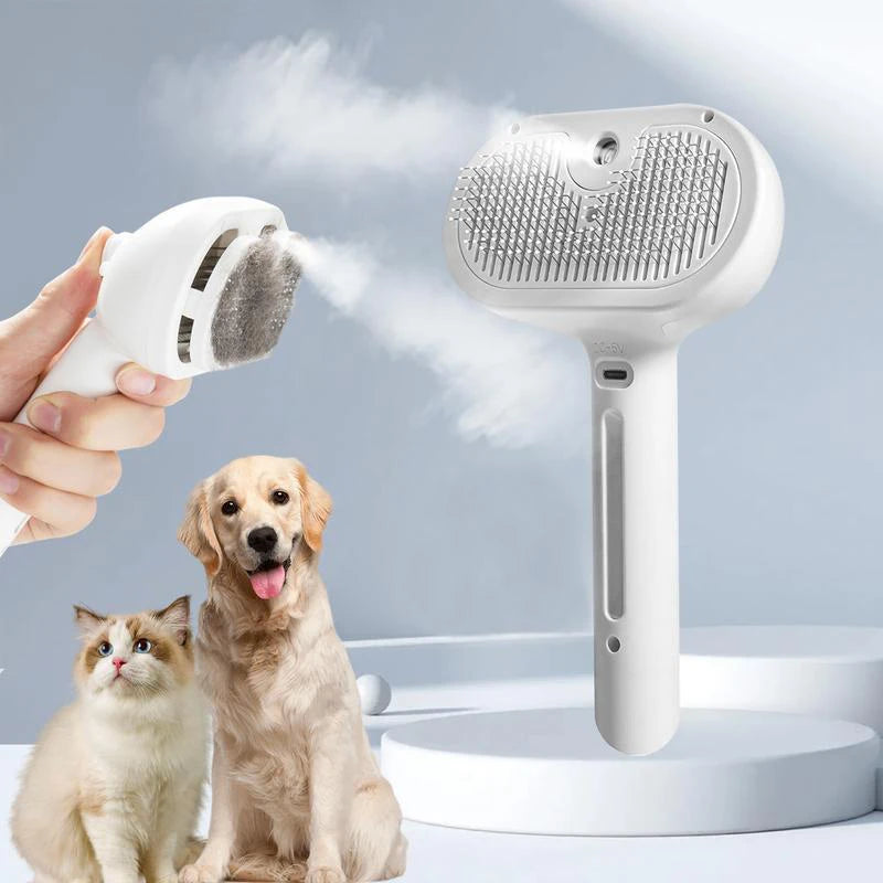 Dog Grooming Steam Spray Brush