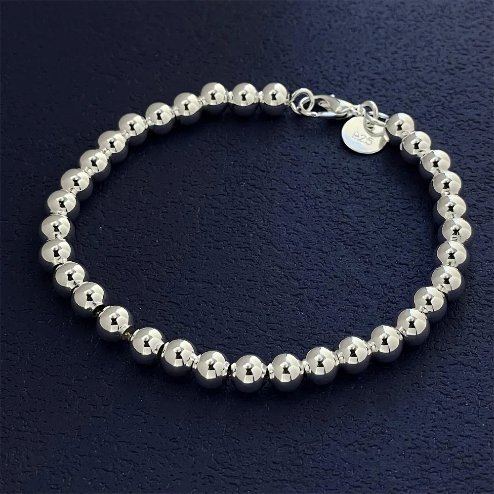 Sterling Silver 6MM Bead Bracelet