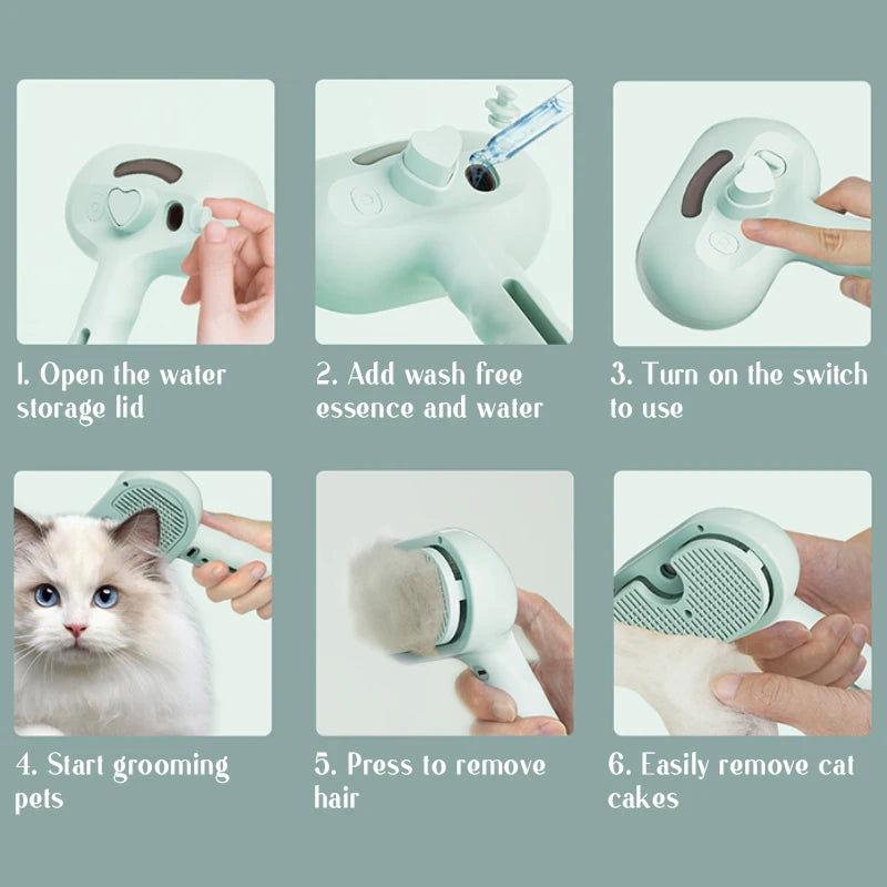 Dog Grooming Steam Spray Brush