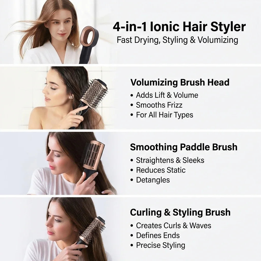 4-In-1 Hair Dryer Styling Brush