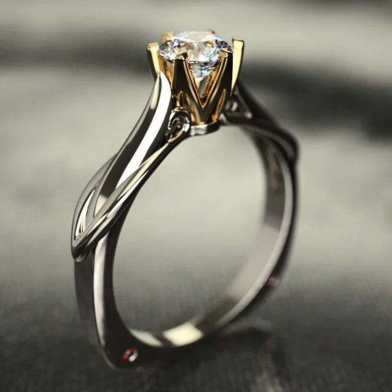 Moissanite Vow 18K Gold Plated Gemstone Ring showcasing a radiant simulated diamond, part of the 925 Silver Ring Classic Quality collection.