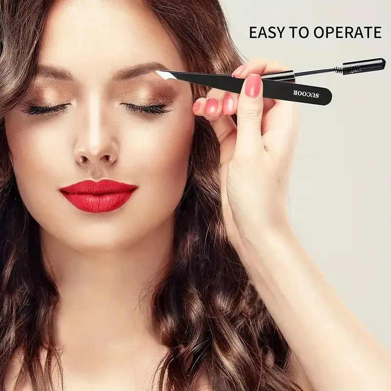 Tweezers set with travel case for precision grooming