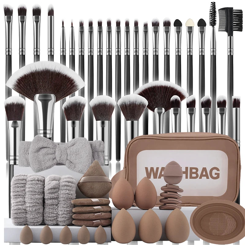 Makeup brush collection for foundation eyeshadow and blush